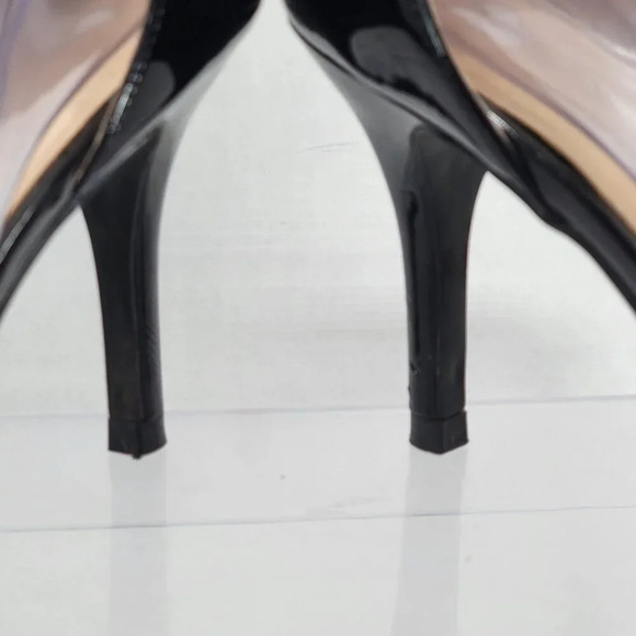 BP. Womens 7.5 Black Patent Leather High Heels Minimal Sexy Ankle Strap‎ Simple - Picture 6 of 15